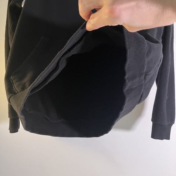 Volcom Hoodie Youth Large Black Thrifter Pullover Kangaroo Pocket Striped Sleeve - Picture 15 of 16